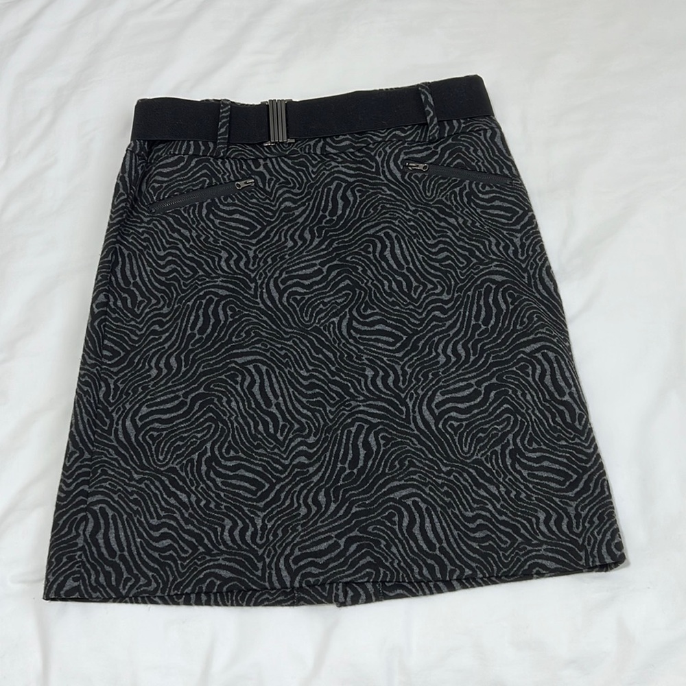 Darjoni Zebra Print Pencil Skirt w/ Belt Clasp